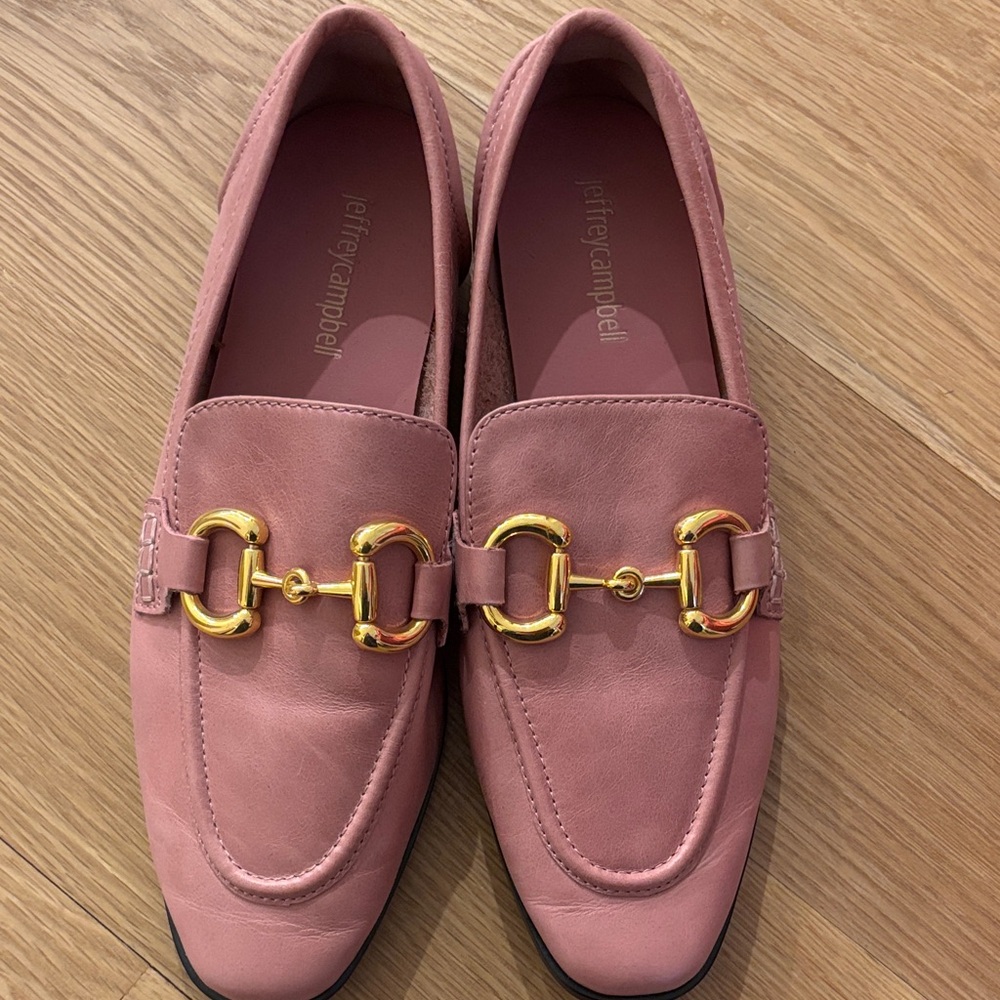 Jeffrey Campbell Blush Loafers with Gold Detailing